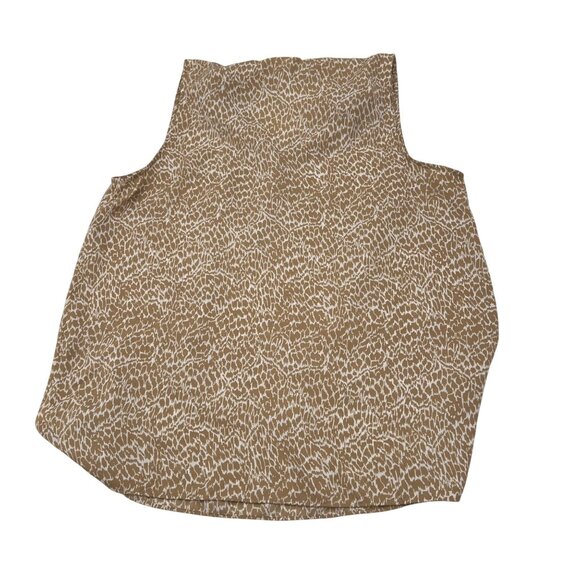 Talbots Women's Sleeveless Animal Print Blouse Ruffle Neckline Size L - Picture 5 of 5